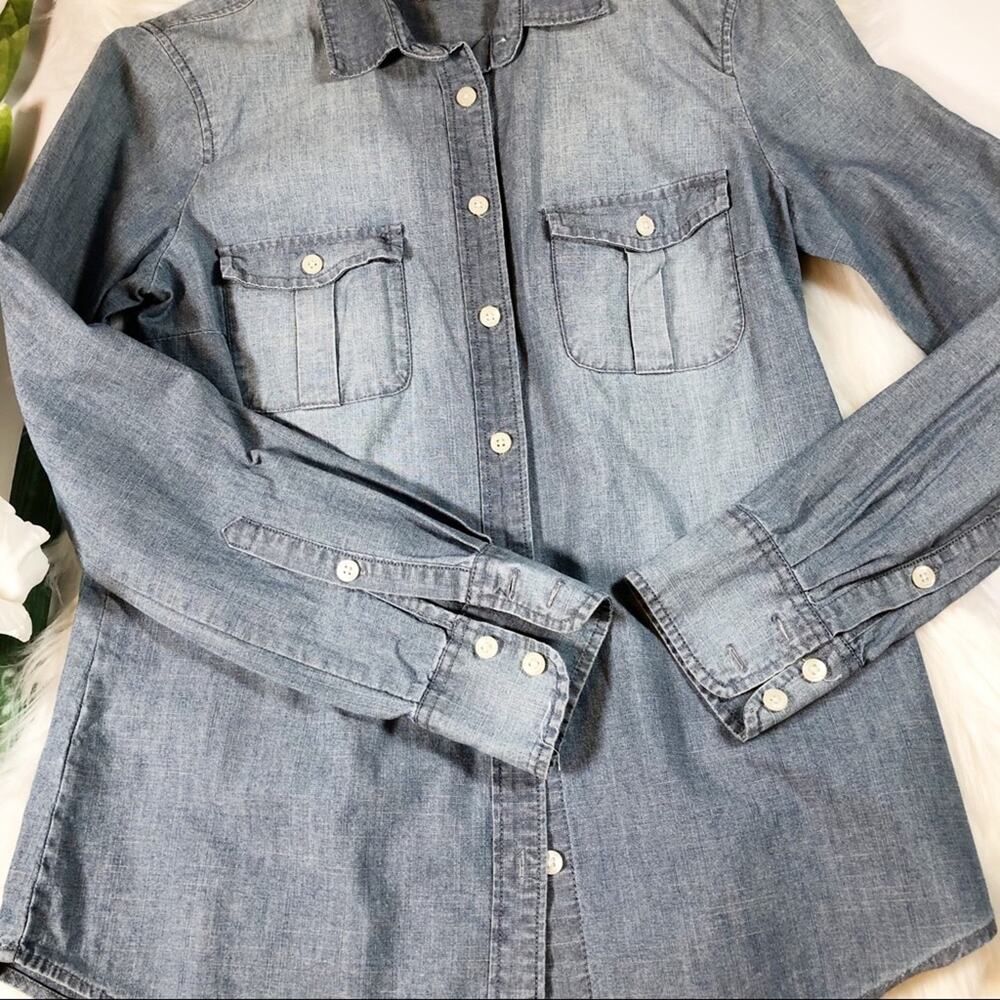 J. Crew Light Wash Denim Button-Down Shirt - Picture 4 of 7